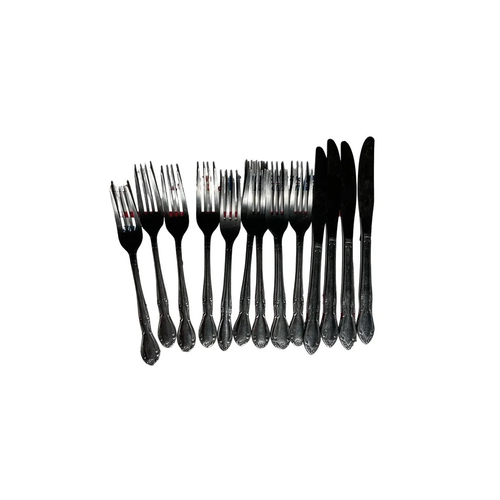 Walco Stainless 18 Chrome No 5 Flatware Forks Knives Set 14 Pieces Vintage